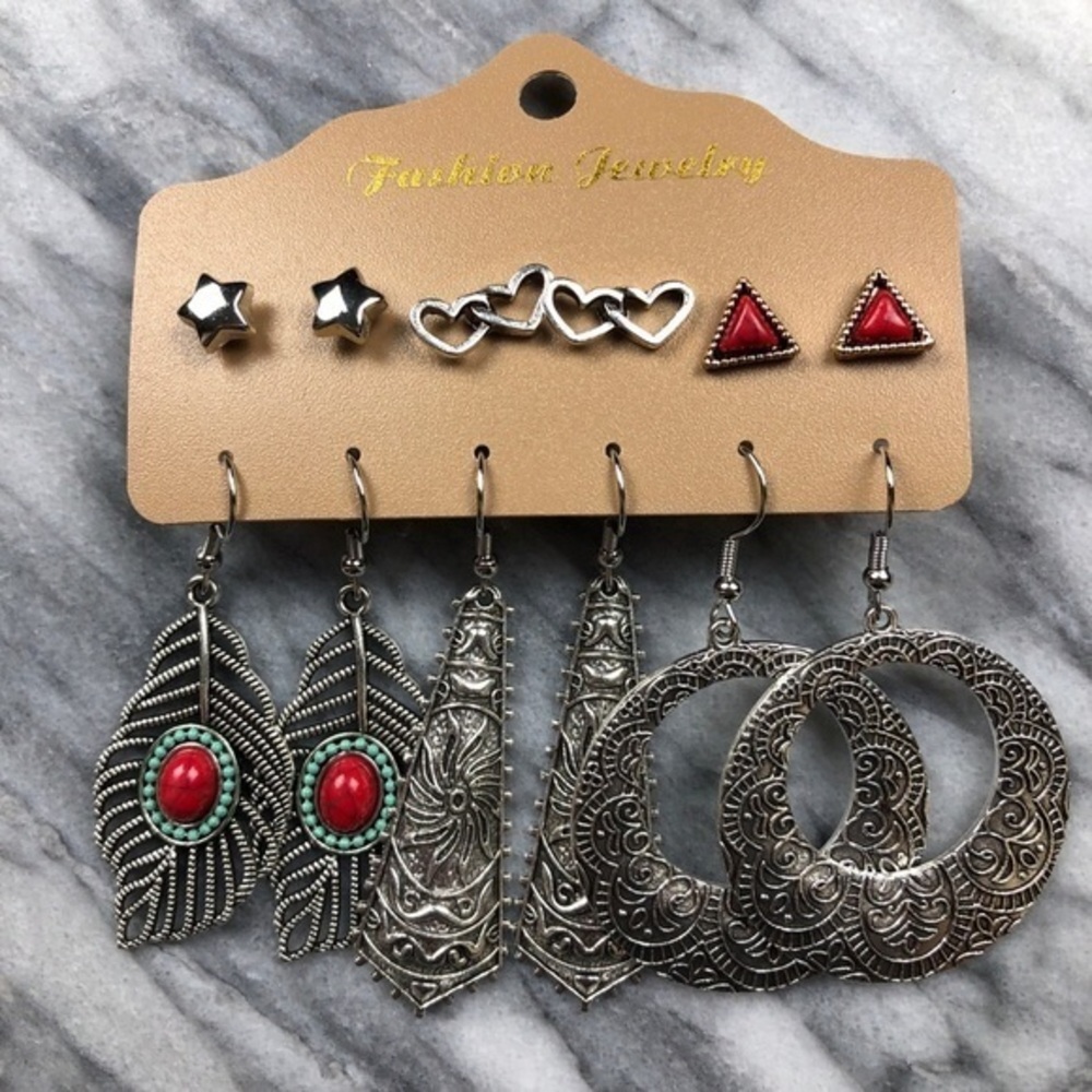 Boho Earrings Drop Dangle Vintage Bohemian Silver